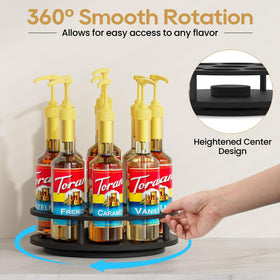 THYGIFTREE wooden base syrup rack displays bottles in a neat, accessible turntable.
