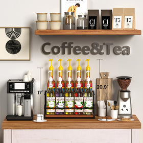 THYGIFTREE syrup bottles holder with wood base offers easy access and neat display.