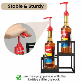THYGIFTREE syrup rack matte black frame blends with modern kitchen decor.