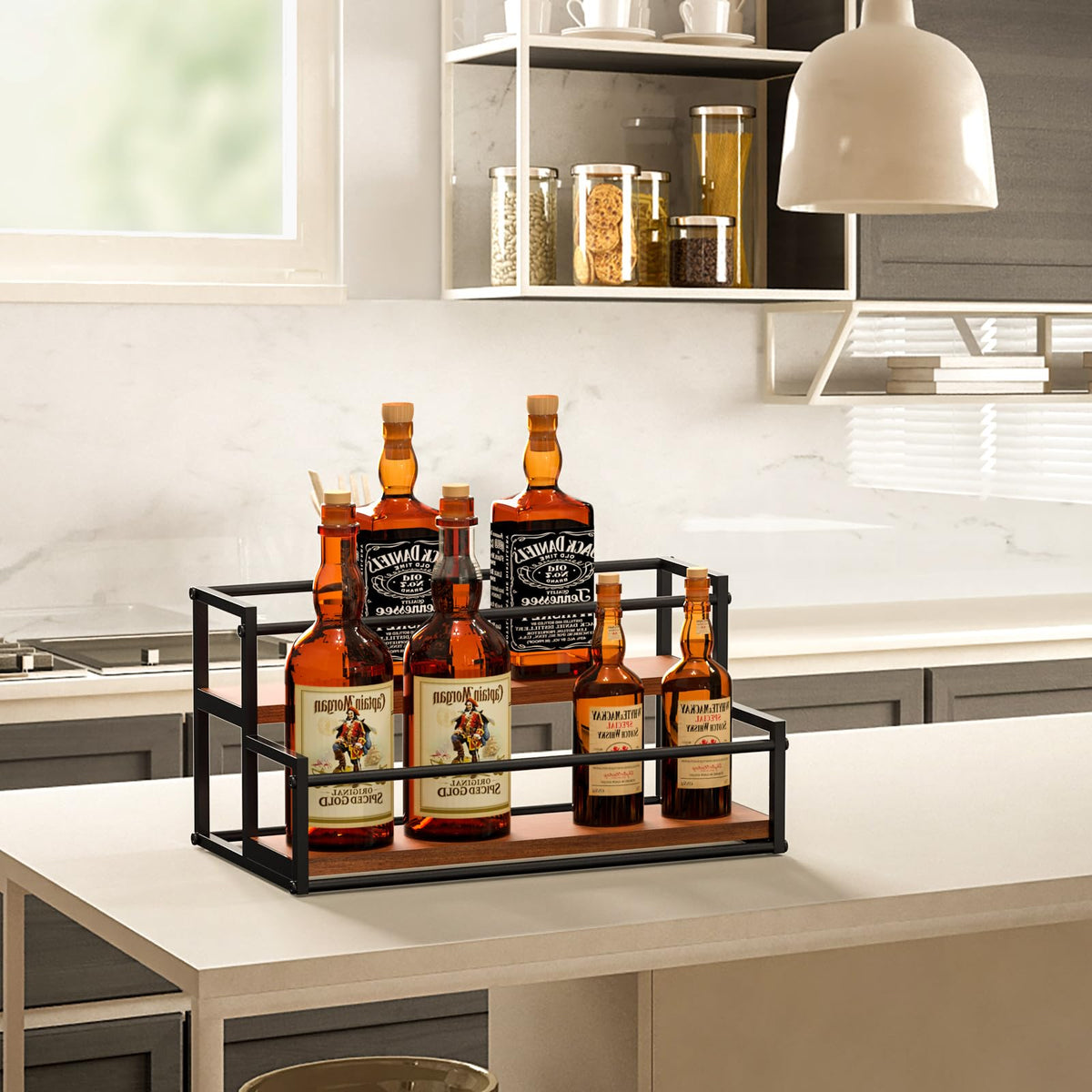 THYGIFTREE versatile organizer suits syrups, oils, vinegars, and spices.
