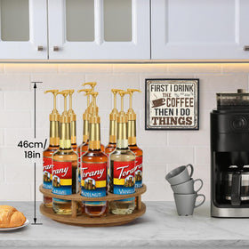 THYGIFTREE wooden syrup rack showcases flavors with a smooth turn for quick selections.