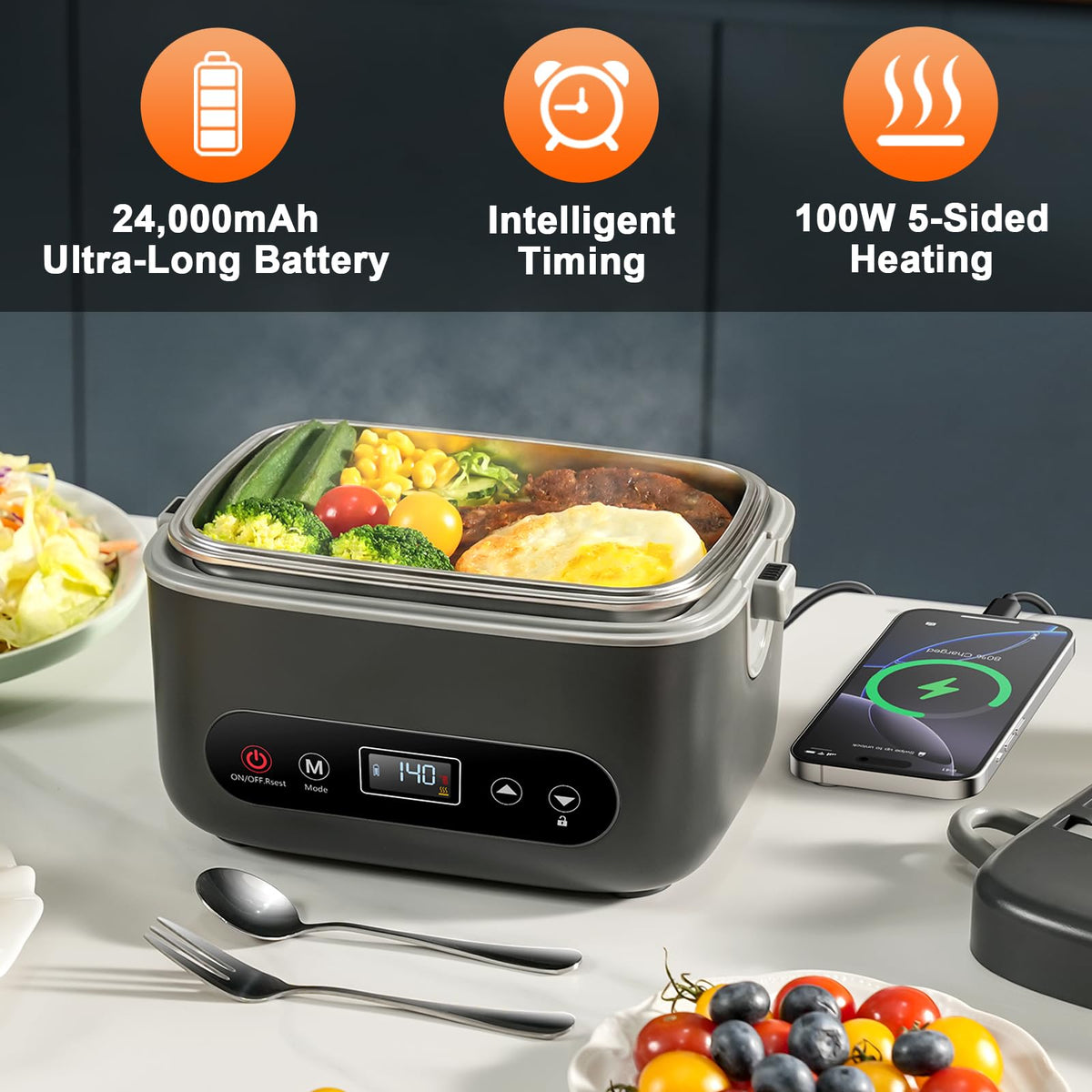 THZDMI lunch box features intelligent timing for prepped meals ready when you are.