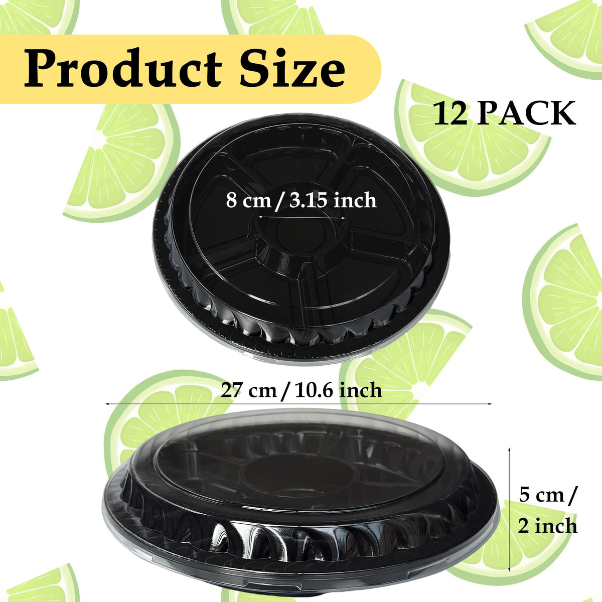 Tiaiidi round 6-compartment tray with clear lid for organized food display.