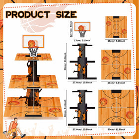 Tiamon basketball cupcake stand side view showing three levels.