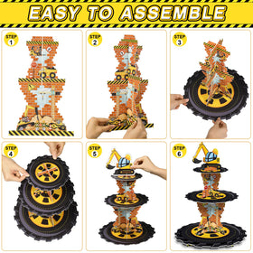 Tiamon dump-truck pattern dessert stand adds playful theme to party tables
