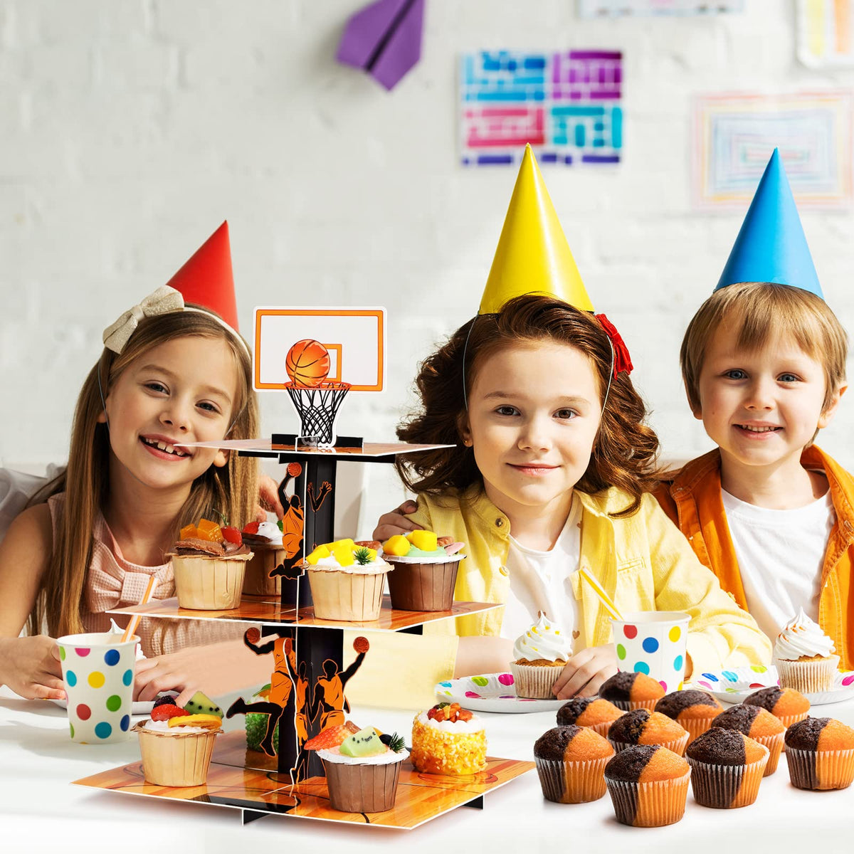 Tiamon sports theme cupcake stand mockup for event planning.