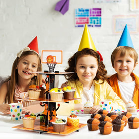 Tiamon sports theme cupcake stand mockup for event planning.