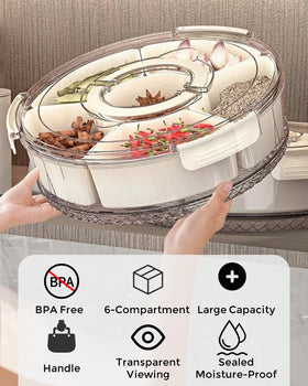 TianfuSpanda six-compartment snack box keeps foods neatly separated.