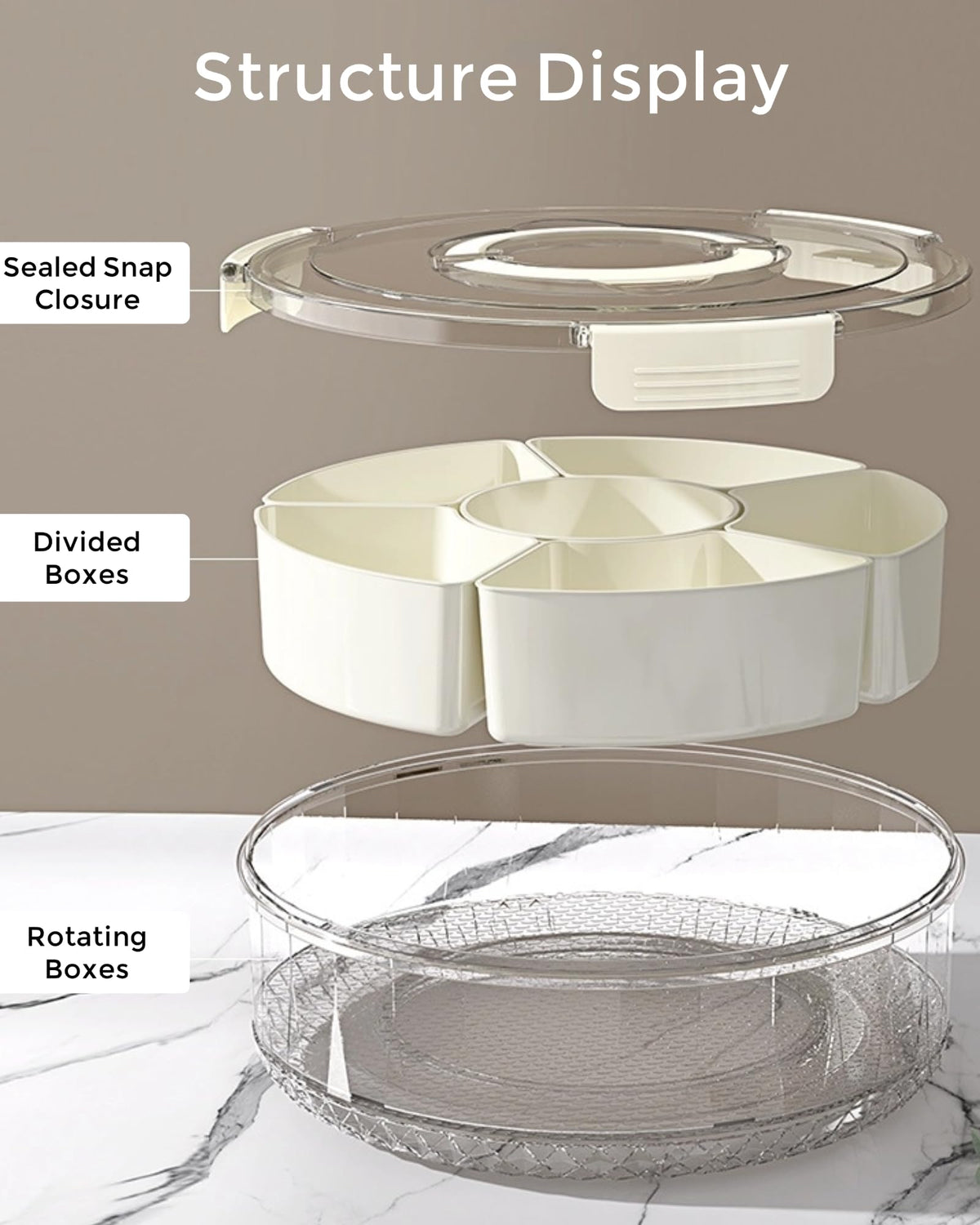 TianfuSpanda rotating snackle tray provides easy access during gatherings.