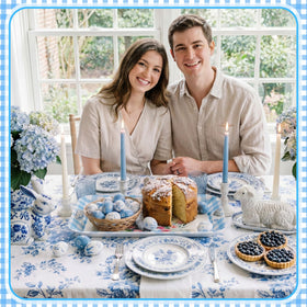 Vibrant bunny and floral motif adds seasonal charm to any table