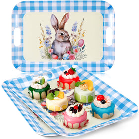 Tiangrid Easter serving trays with blue bunny flowers for festive tables
