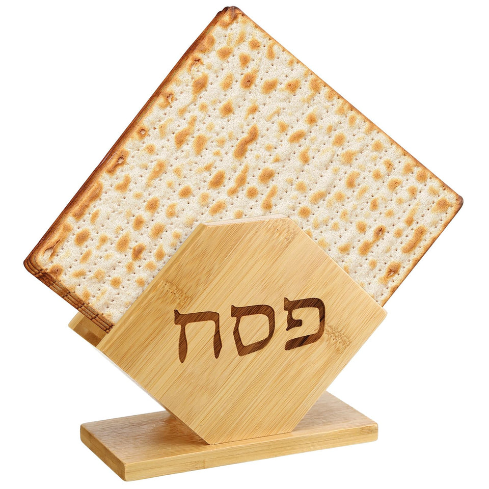 Tiangrid passover matzah holder bamboo base on table for elegant Seder display