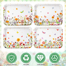 Tiangrid rectangle floral trays showcase vibrant design for appetizers and desserts
