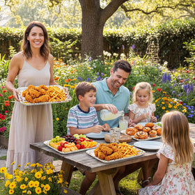 Tiangrid spring floral party setup keeps snacks organized and presentable
