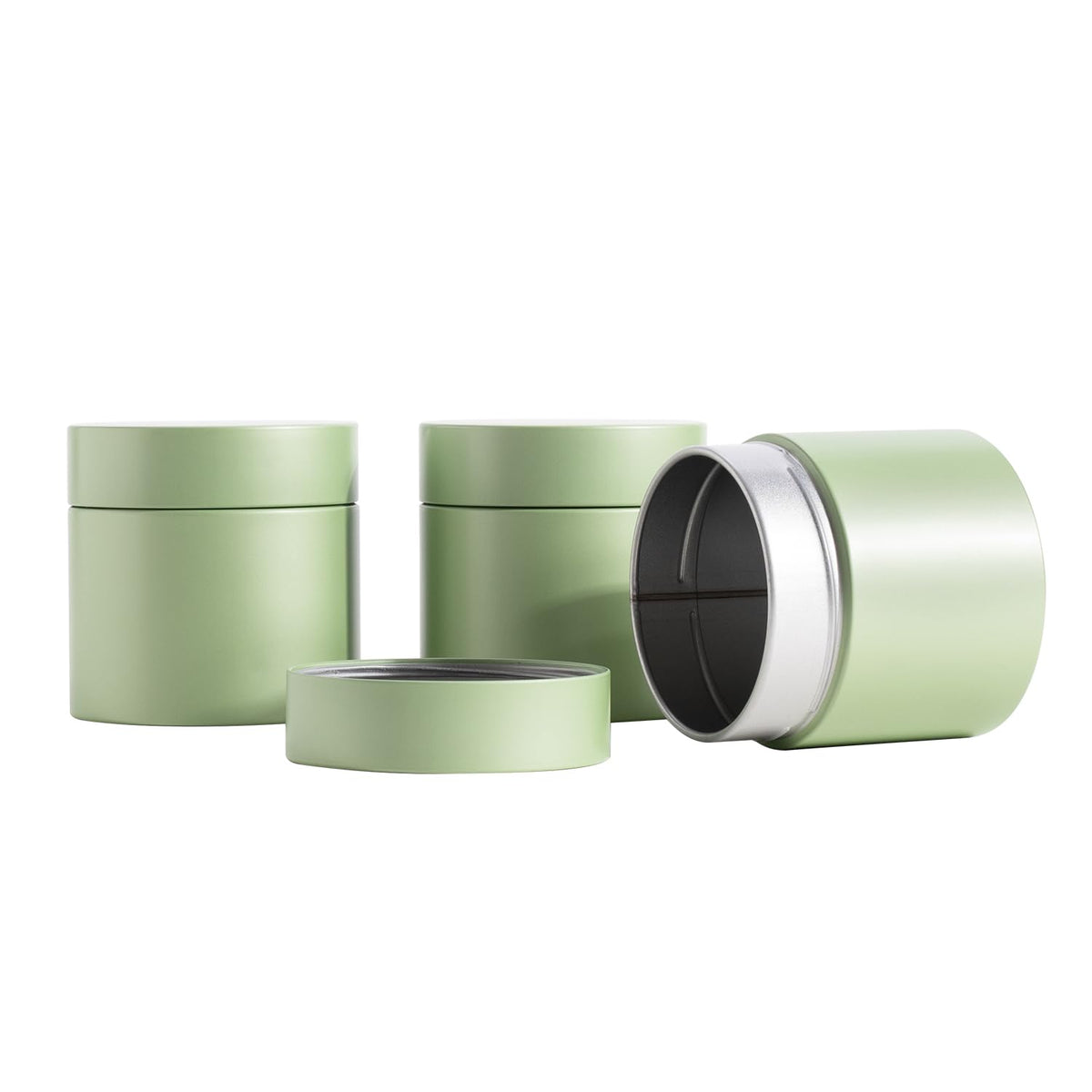 Tianhui tea tin 9 oz mint green stores loose tea securely and stylishly.