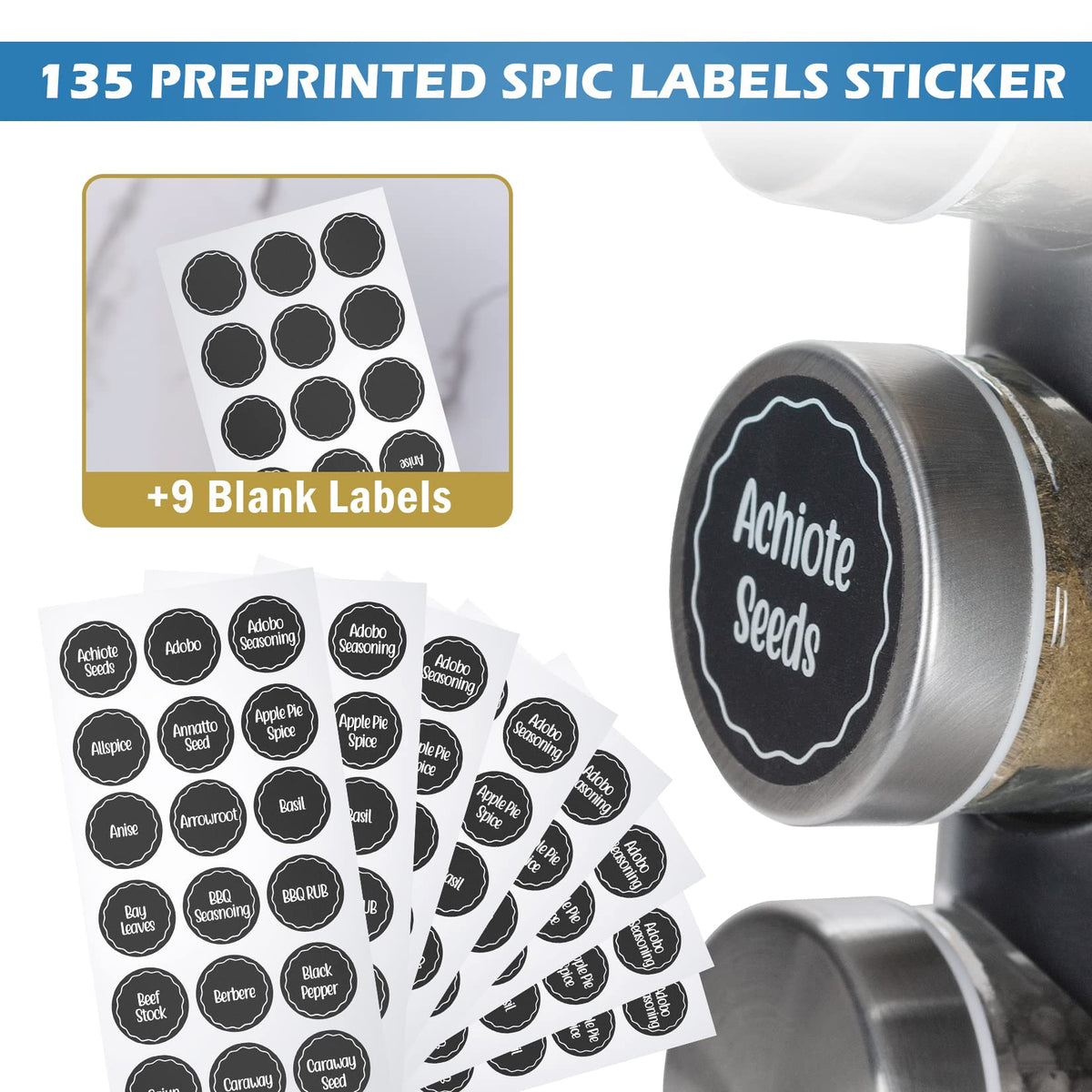 Tianifa 135 spice labels included for quick labeling