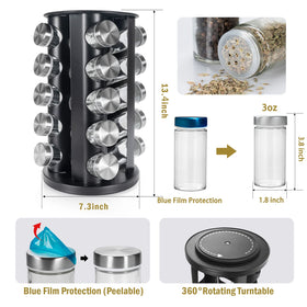 Tianifa spice rack with 360-degree rotation for quick spice access