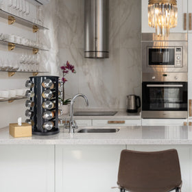 Tianifa spice rack on a stylish kitchen counter for organized decor
