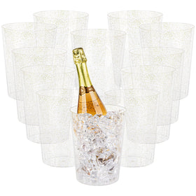 Tiawudi gold glitter ice buckets arranged on a table for elegant chilling.