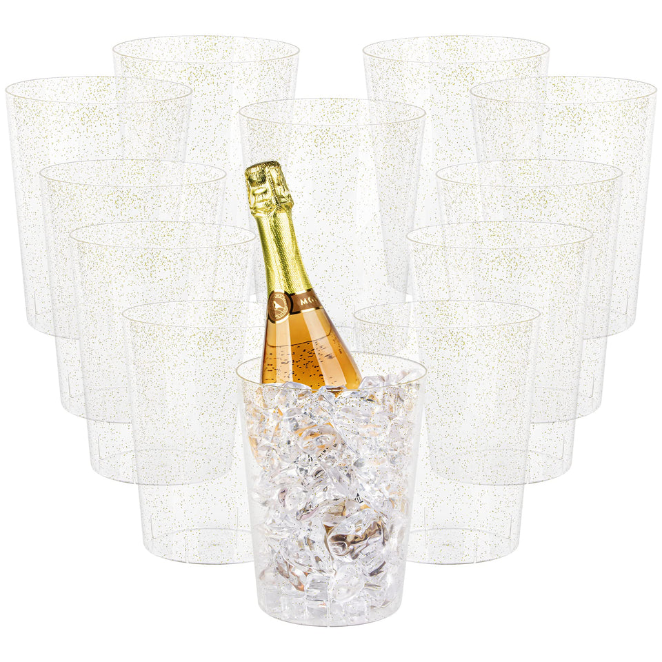 Tiawudi gold glitter ice buckets arranged on a table for elegant chilling.