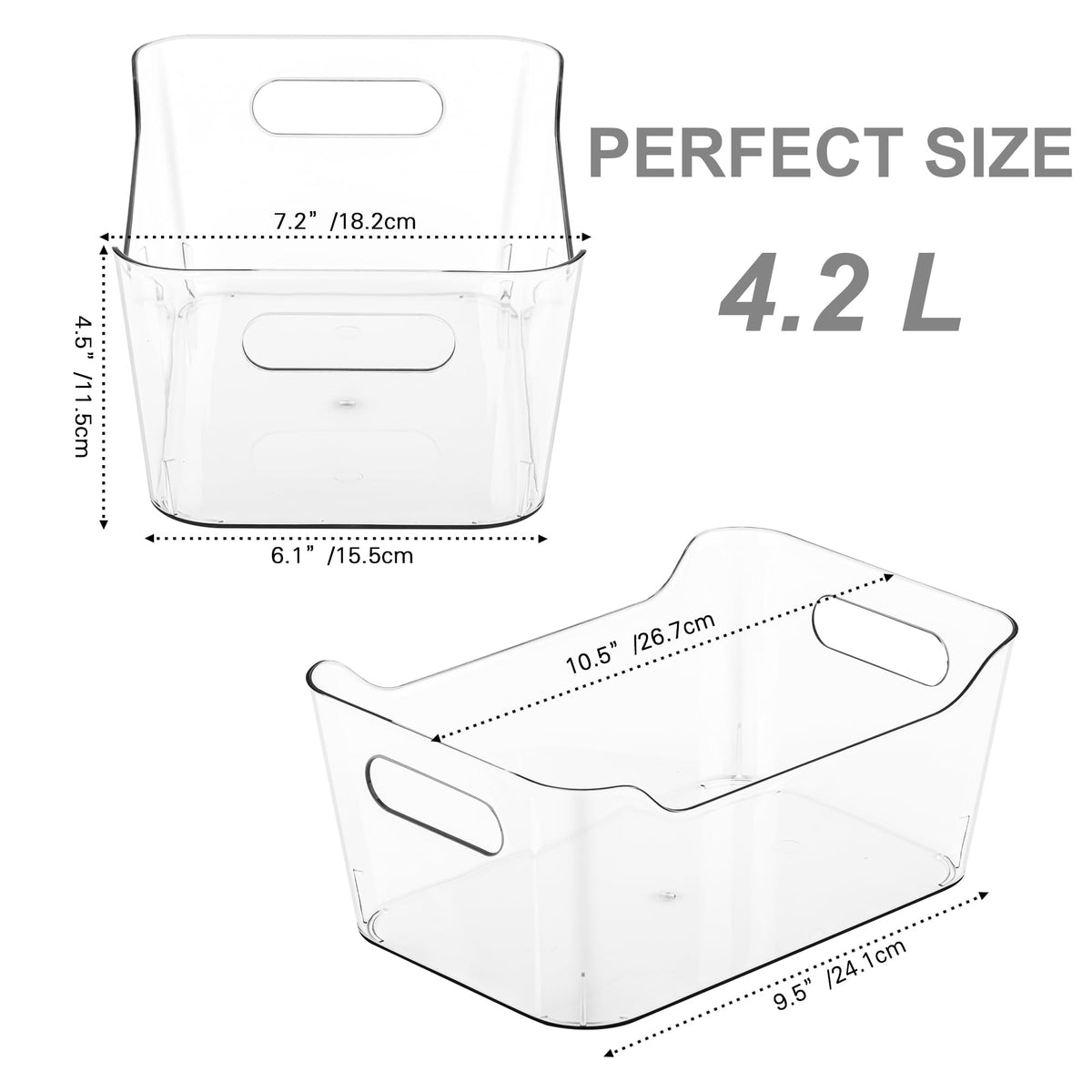 Tiawudi clear storage bins for kitchen organization with easy grip handles