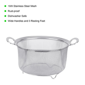 Tiawudi 18/8 stainless steel colander highlights sturdy rim and durability.