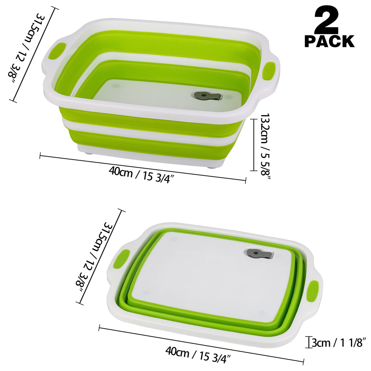 Tiawudi 2-pack collapsible cutting board green ideal for meat prep and washing