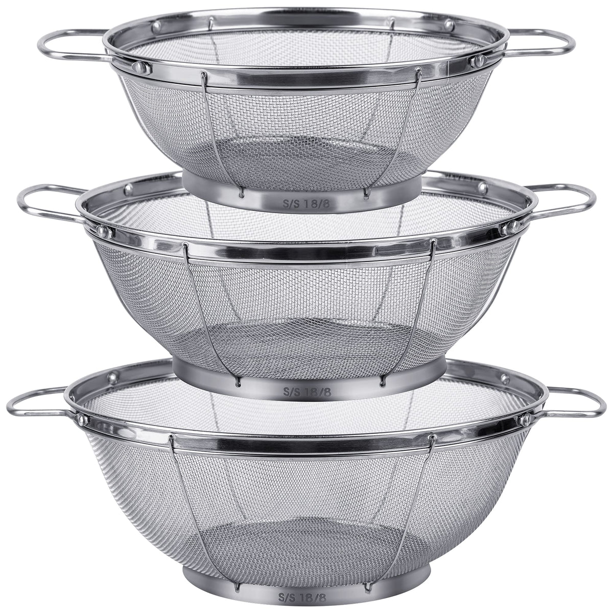 Tiawudi 5-quart colander with sturdy handles for easy pasta draining.