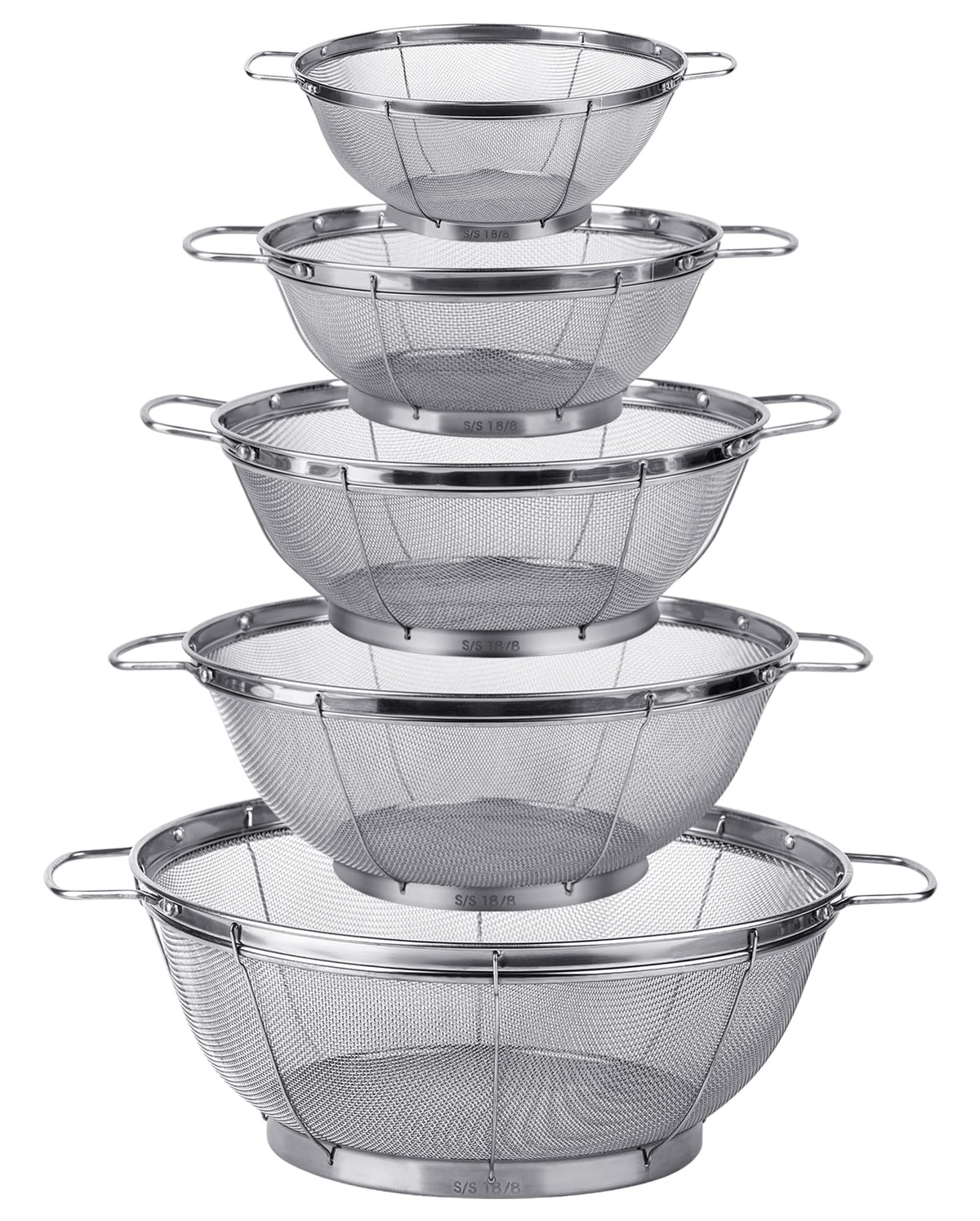 Tiawudi 5-pack colander set with handles for easy draining