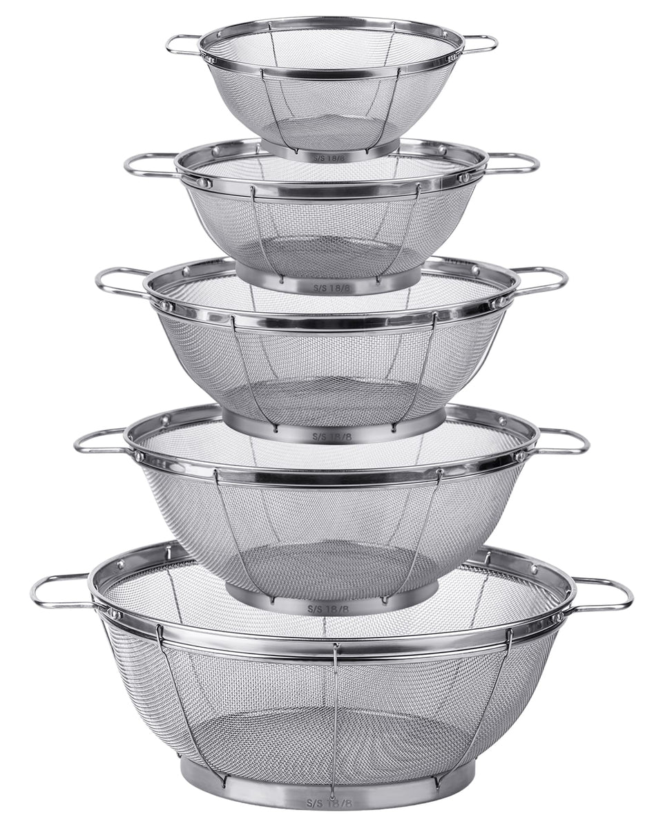 Tiawudi 5-pack colander set with handles for easy draining