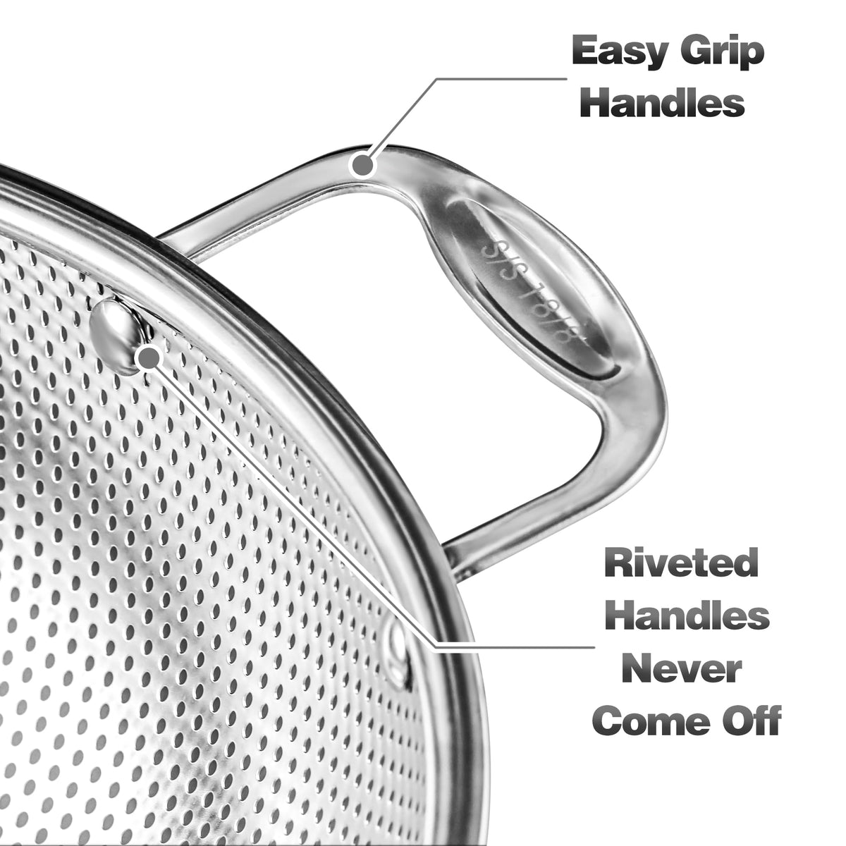 Tiawudi colander micro-perforations enable quick draining with minimal splash