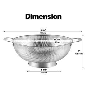 Tiawudi 6-Qt colander close-up of riveted handles for secure lifting