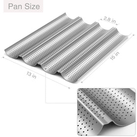 Tiawudi baguette pan 15x13 right view shows roomy wells for parallel baking