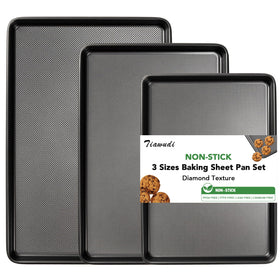 Tiawudi baking sheet set, three-pan bundle for bulk oven baking.