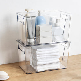 Tiawudi large clear organizer bin for kitchen counter and shelves.