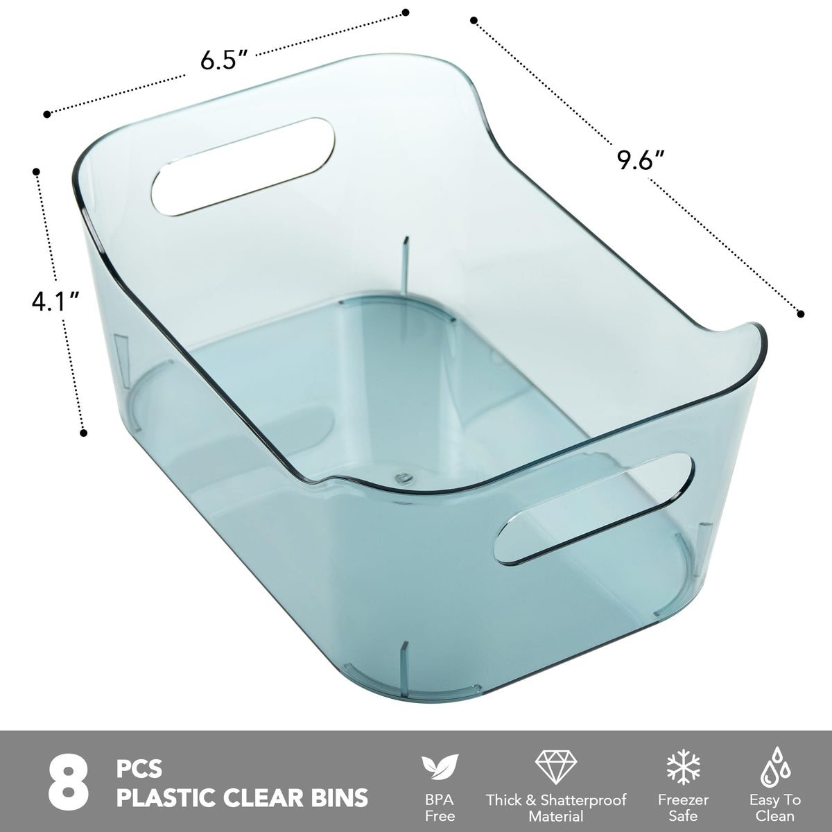 Tiawudi blue transparent bin highlights contents with a stylish, space-saving design.