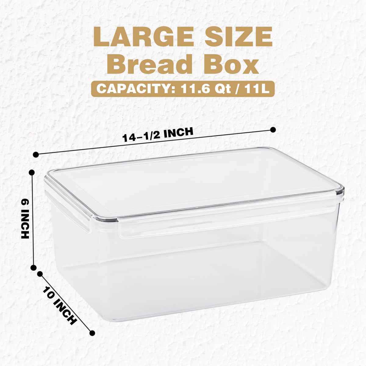 Tiawudi bread box lid closed shows airtight seal for freshness