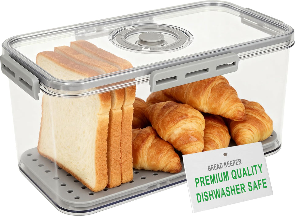Tiawudi bread box on counter keeps bread fresh and organized.