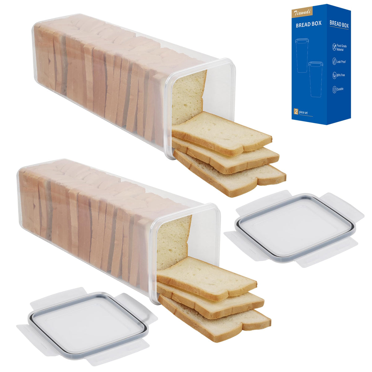 Tiawudi bread box two-pack on counter for organized freshness.