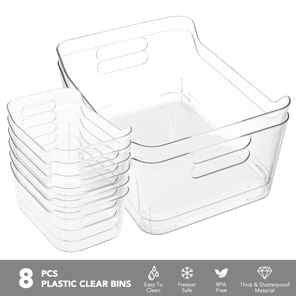 Tiawudi clear bin with easy grip handles for smooth lifting and sliding.