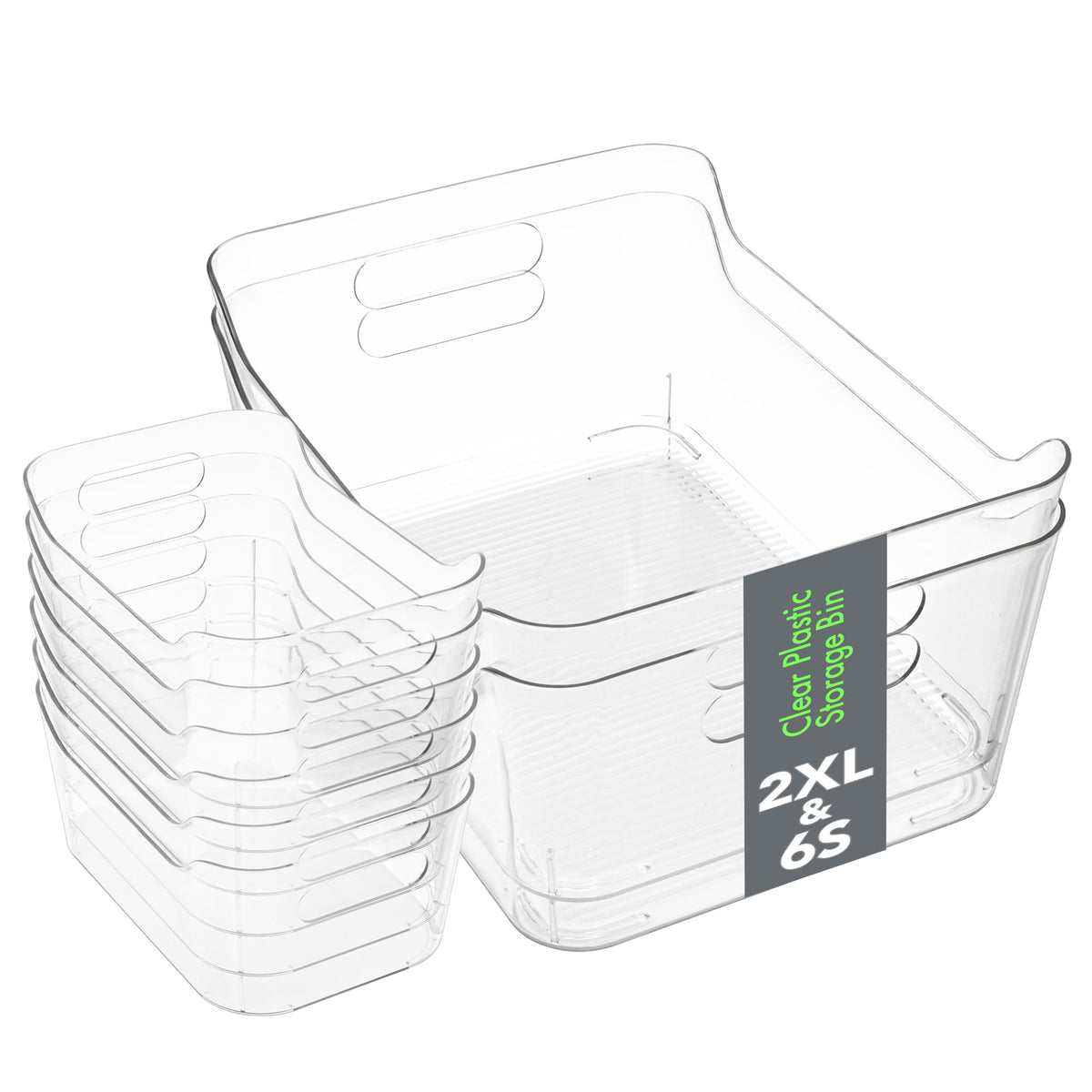 Tiawudi extralarge clear bin duo for pantry organization with visible contents.