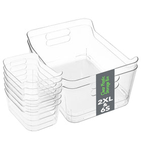 Tiawudi extralarge clear bin duo for pantry organization with visible contents.