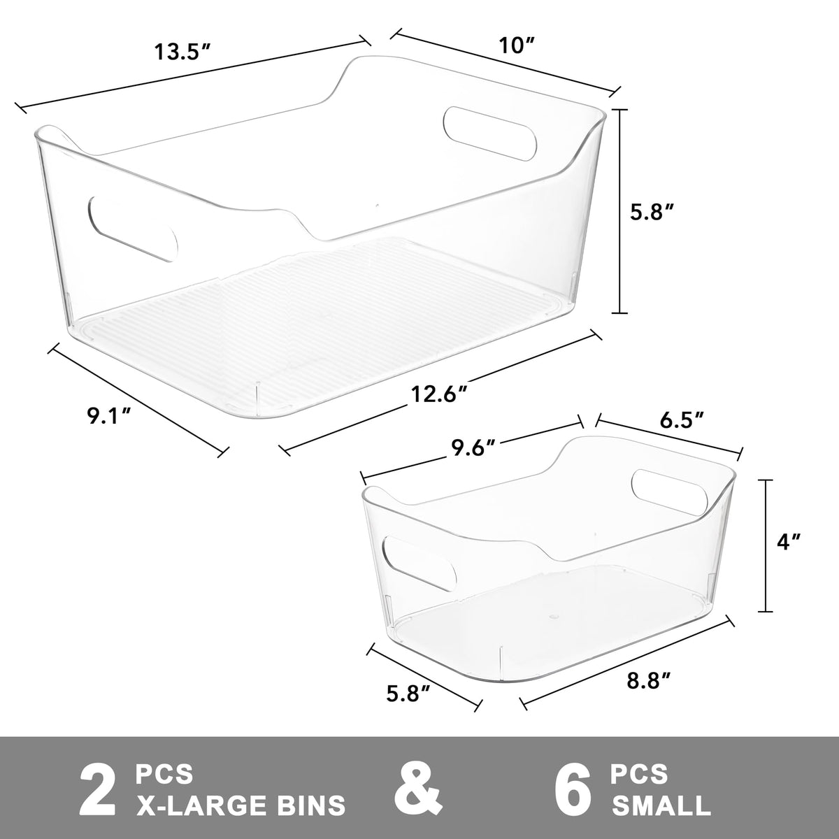 Tiawudi small clear bins neatly arranged on a shelf for compact storage.