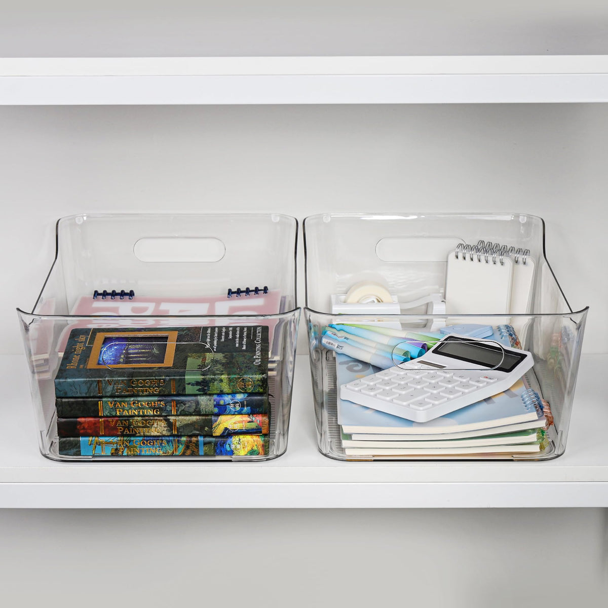 Tiawudi clear bin for stackable storage and quick item visibility.