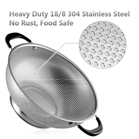 Tiawudi colander with heat-resistant handles for safe hot use.