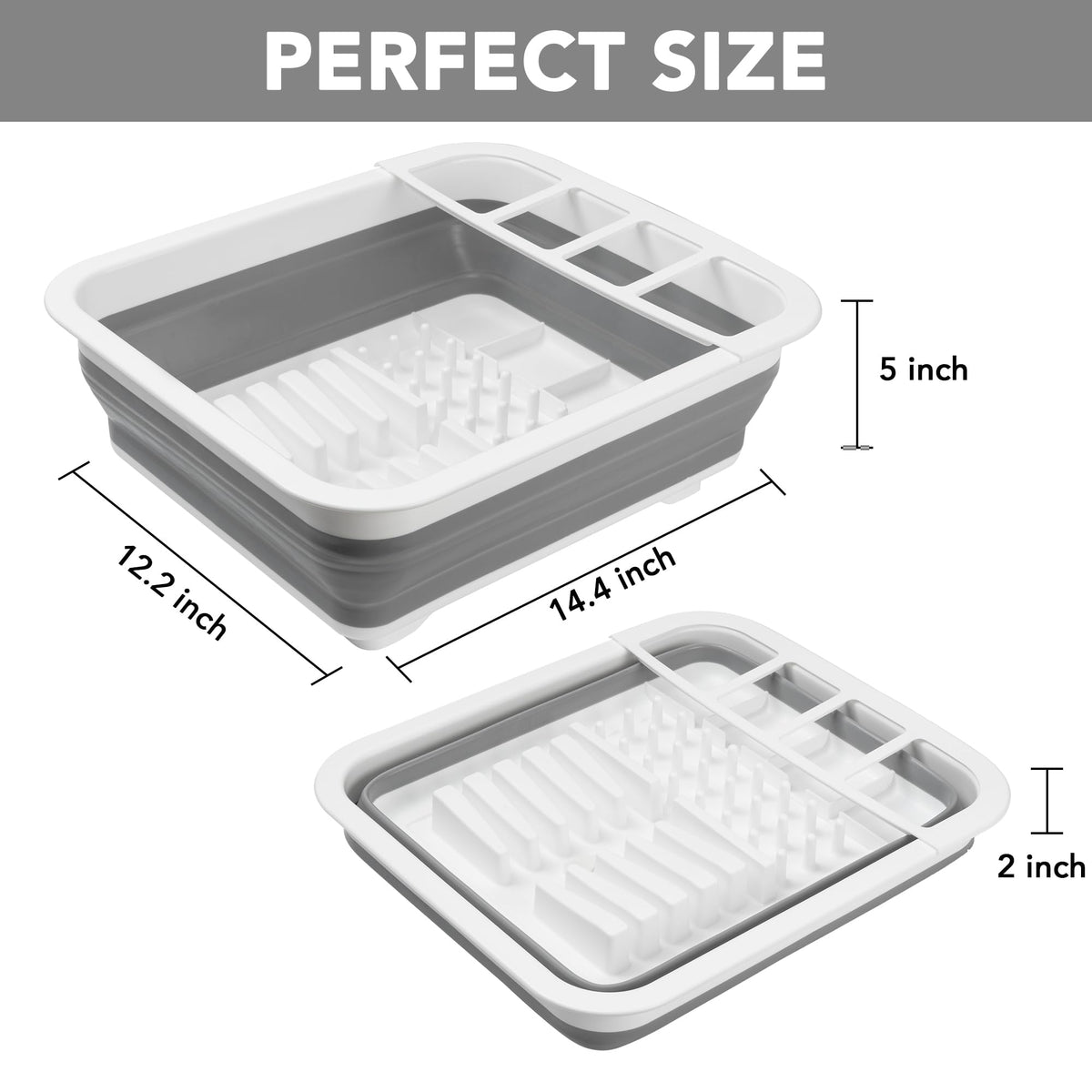 Tiawudi pop-up dish drainer folded flat for easy RV storage.