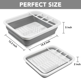 Tiawudi pop-up dish drainer folded flat for easy RV storage.