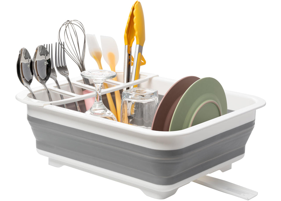 Tiawudi collapsible dish drying rack opened for space-saving counter use.