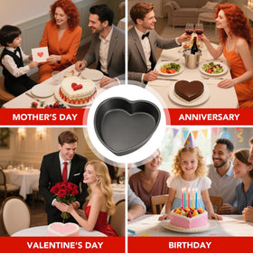 Tiawudi heart cake pan shown with easy cleanup after use.