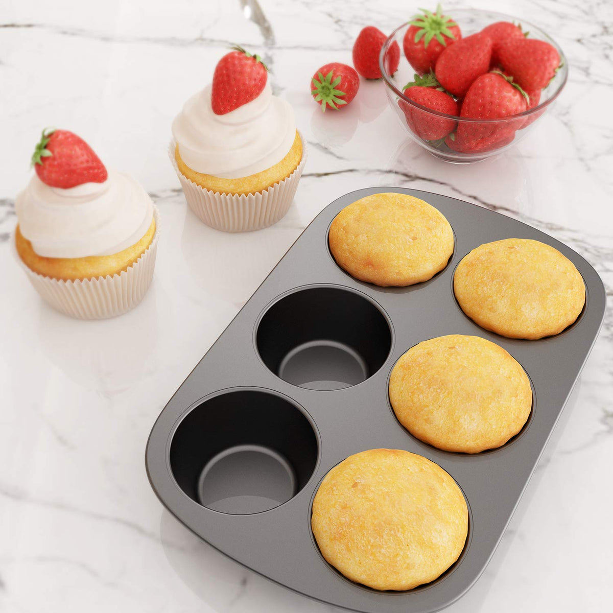 Tiawudi jumbo muffin pan with nonstick coating enables effortless food release.